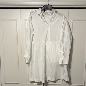 LOFT White Button-Top Dress with Slip